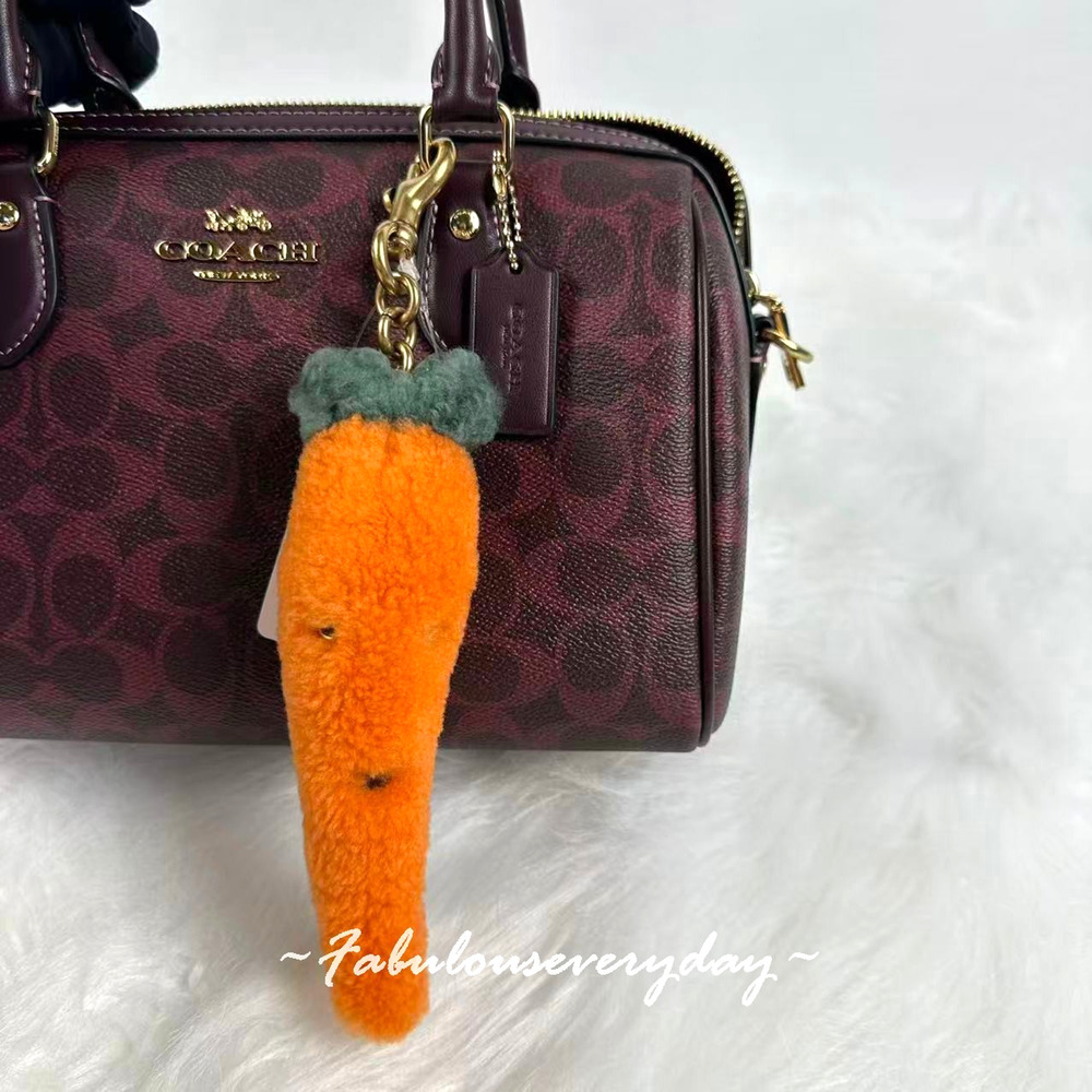 Coach Carroty Carrot Plushie Bag Charm In Shearling/Brass/Orange CCR25 NWT